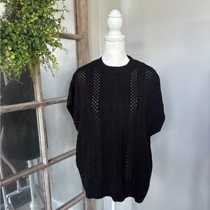 ASOS Design Men’s Extreme Oversized Knitted Tank in Cable Knit Black - Size M